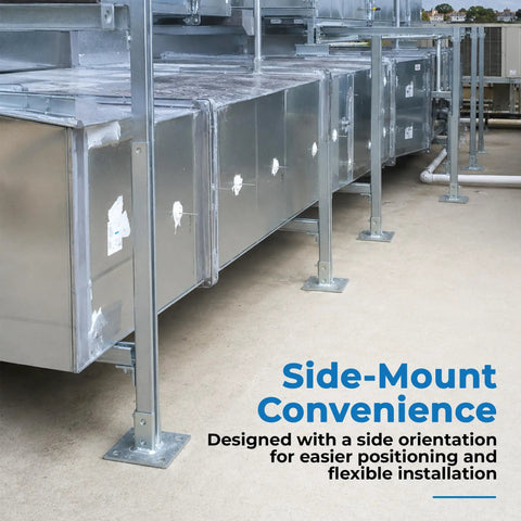 Heavy Duty Galvanized Strut Post Base Single Channel 1-5/8 Inch Side Mount 6x6 Inch Square Four Mounting Holes Zinc Installed
