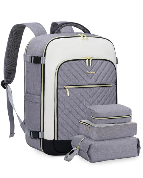 40L Travel Backpack For Women With 3 Packing Cubes Waterproof Carry On Bag TSA Approved For Airplanes Fits 17 Inch Laptop Large Capacity Day Trip Backpack For Weekend Getaways And Business Trips