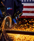 Person using Z Tech High Performance Cut Off Wheels For Angle Grinder Type 27 Type 42 Depressed Center 6 In X.045 In X 7/8 In