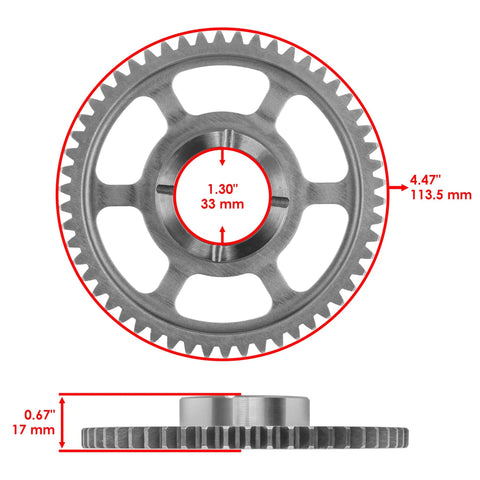Heavy Duty Starter Clutch Gear Kit For Suzuki QuadRacer LT-R450 showing detailed measurements and design.