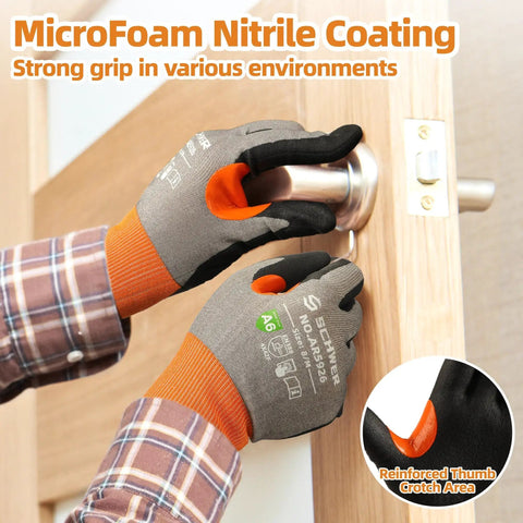 Air Skin 21 Gauge Cut Resistant Work Gloves With Second Skin Comfort Breathable Seamless Knit Flexible Grip Touchscreen Compatible Refined Tasks Size Large 1 Pair used to open a door.
