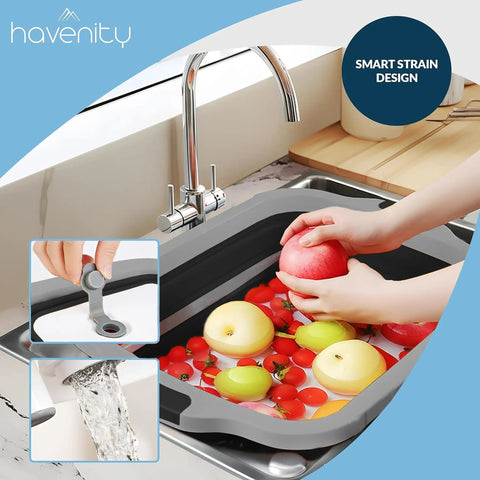 8L Collapsible BBQ Prep Tub With Locking Lid Multifunction Camping Cutting Board And Meat Storage Dish Basin Ideal For Grilling