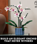 Orchid Building Kit For Adults 18 Plus Dope Artificial Orchid Flower Display Buildable Fake Plant For Home Kitchen Desk Or Office Decor Customizable Bloom And Foliage Ideal Birthday Gift 10311, 608 pieces, blue pot