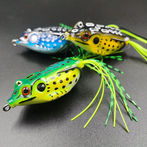 5 Pack Frog Lure Topwater Fishing Crankbaits Realistic Frog Soft Bait With 3D Eyes Lifelike Swimming Action Weedless Freshwater Bass