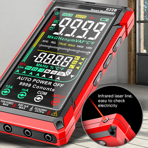 Smart Touch Screen Digital Multimeter Kit With Large Display No Fuss Rechargeable Fully Automatic Auto Range Ohm Volt Amp Tester For Home Workshop And DIY Electrical Checks