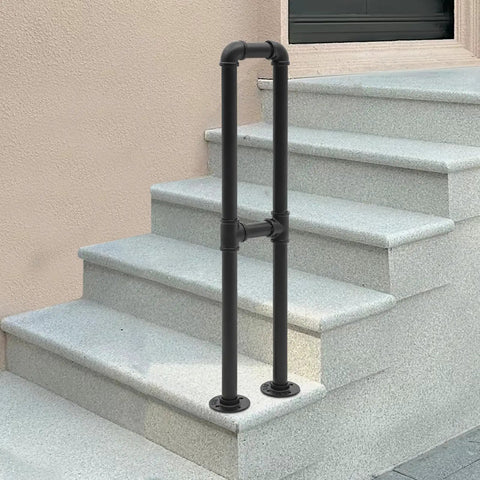 Heavy Duty U Shaped Stair Handrail Floor Mounted Galvanized Steel Support Rail Rust Resistant Outdoor Safety Railing on steps