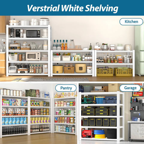 Beefy 5 Tier Metal Closet Shelving Unit With 36W 16D 72H Dimensions Industrial Steel Frame Thick FSC Certified Wood Shelves That Stay Flat Breathable And Warp Resistant Storage Organizer For Home Or Garage in kitchen, pantry, and garage