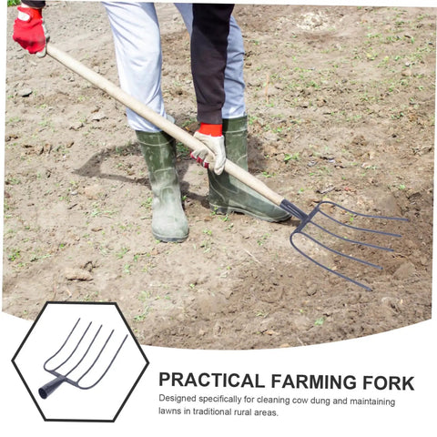Person using Multi Functional Manure Fork With Iron Construction For Efficient Lawn Maintenance And Gardening