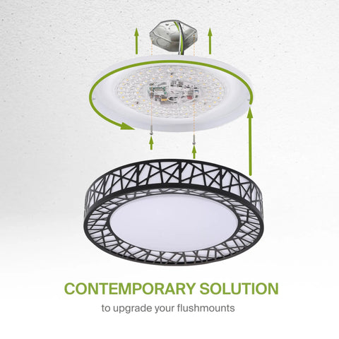 LED Flush Mount Ceiling Light Fixture 16 Inch Black With 28W 1576LM 5 CCT 2700K To 5000K Triac Dimmable assembly guide