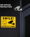 Smile Youre On Camera Signs 10x7 Outdoor Aluminum Notice Signs Single Sided Two Pack For Home Office Garage Yard Private Property Weatherproof Security Signage on wall by camera