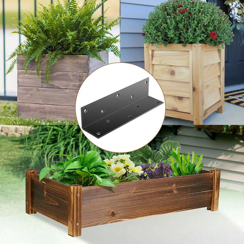 Heavy Duty 8 Inch L Brackets Black Corner Brace Metal Joint With Screws Rugged support for flower boxes and garden planters.