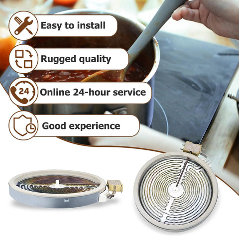 Dual 9 Inch Radiant Surface Element Replacement for GE Electric Cooktops and Ranges 2400W with installation features