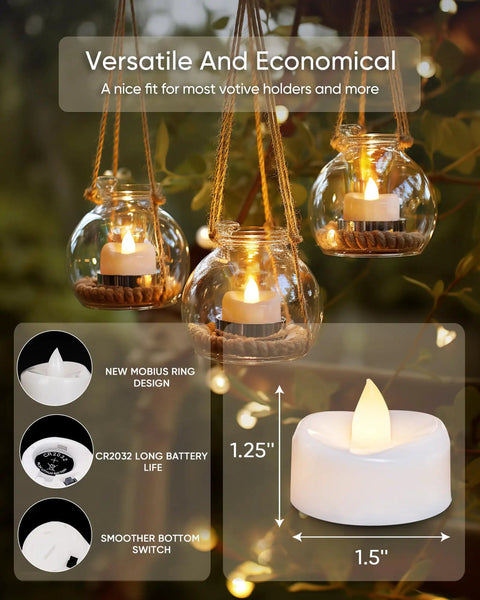 Bulk 100 LED Tea Lights Battery Operated Flameless Tealights with Realistic Flicker for Weddings Parties Holiday Decor