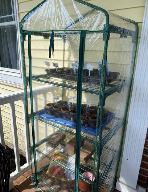Clear PVC Replacement Cover For 4-Tier Greenhouse With Roll-Up Zipper Door 27 Inches Long By 19 Inches Wide By 63 Inches High Weatherproof Durable Cover For Outdoor Use Frame Not Included Fits Most Brand Greenhouse Frames