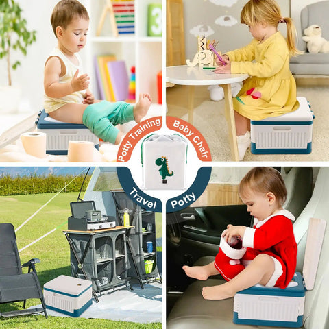 Foldable Portable Toddler Potty For Travel And Potty Training in various settings, 10x8.7 inches, cozy non-slip cushion.