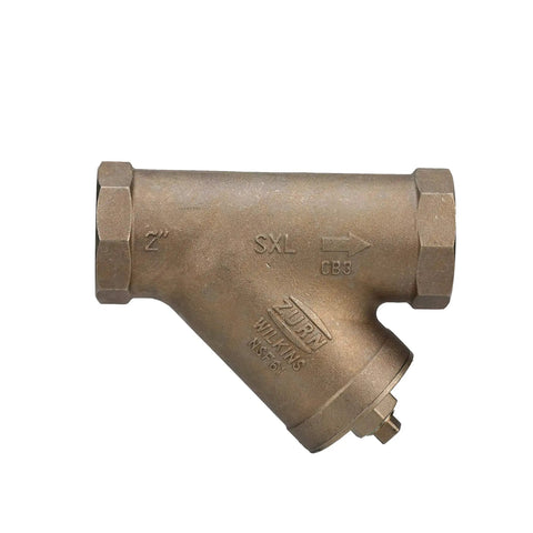 2-Inch SXL Cast Bronze Wye Type Strainer With Stainless Steel Screen, ideal for backflow preventers and regulators in water lines.