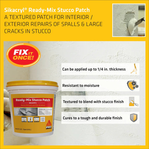 Ready Mix Stucco Patch To Patch Up Large Cracks And Spalls White Acrylic Based Repair For Interior And Exterior Use 1 Quart