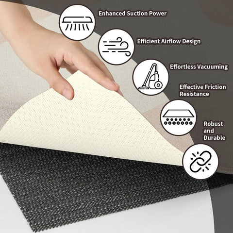 Person holding a Super Strong 4x6 Rug Gripper Pad That Stays Put On Hardwood Tile Floors And Prevents Carpet Slips, showing dual density grip