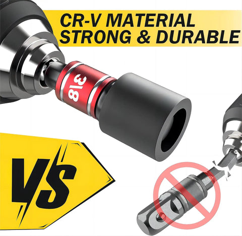 Impact Grade Driver Sockets Adapter Extension Kit Must Have 3Pcs 1/4 3/8 1/2 Universal Socket Adapters CR-V Material