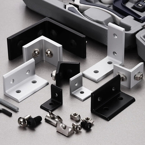 Top Notch 10 Pack Black L Corner Brackets With Nuts And Screws For 2525 European Profile Aluminum Extrusion Build, various sizes