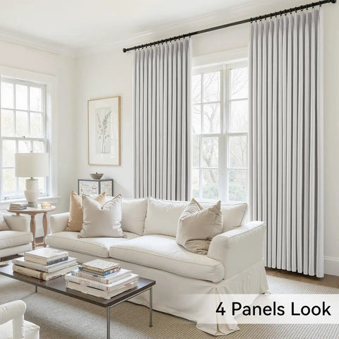 Pinch Pleat Blackout Curtains 84 Inch Long 2 Panels 40 Inch Wide Greyish White Thermal Insulated Drapes in Living Room