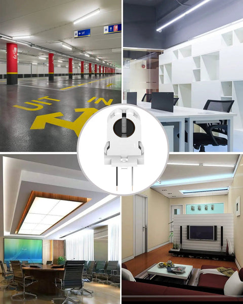 20 Pack Screw Type T8 Lamp Holder With Wires UL Non Shunted Tombstone Light Socket for LED Fluorescent Tube Replacements