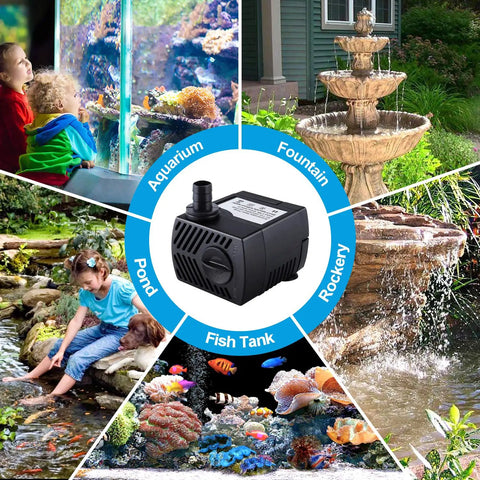 Twin Pack Submersible Fountain Pump 80 GPH 4W 300 LPH for Aquarium Pond Fish Tank and Outdoor Water Fountain
