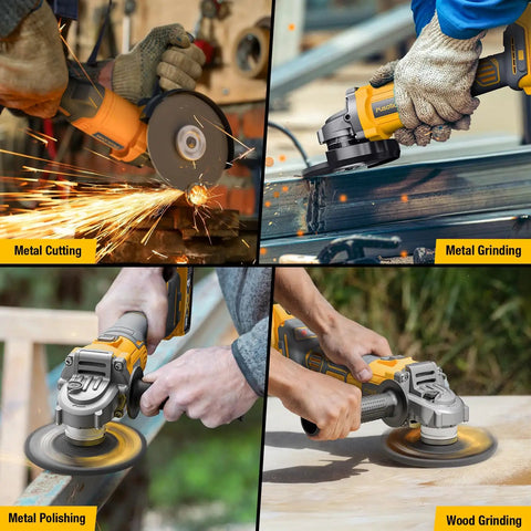 Rugged Brushless Cordless Angle Grinder 4 1/2 Inch With Variable Speed Dial Compatible With 20V Batteries for metal cutting, grinding, and polishing.
