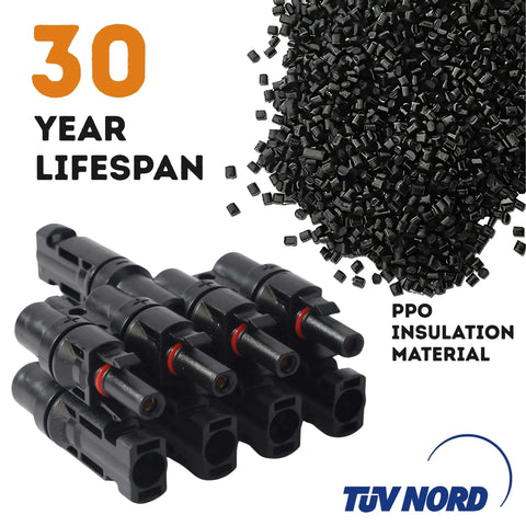 T Branch Solar Connector Plug And Play 1 To 4 For Solar Panels M To F And F To M Parallel String Splitter Joiner with PPO material