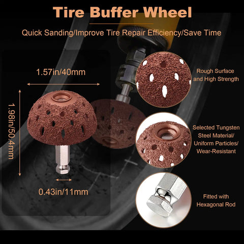 On The Go Roadside Tire Patch Kit With 24 Plugs In Sizes 1.42 1.81 And 2.36 In Includes Patch Roller Buffing Wheel