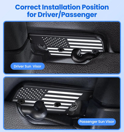 Correct installation of Upgraded Sun Visor Repair Kit For Jeep Wrangler JL JLU 2018 2023 And Gladiator JT 2020 2023 Aluminum Alloy Full Size Visor Repair Kit Heavy Duty Visor Mounting Clips Factory Style Fit Easy One Piece Design