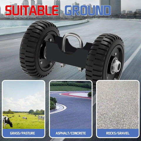 Heavy Duty 6 Inch Gate Wheel For Sliding Gates And Fences Fits Chain Link Metal Fence Or Wooden Gate Durable Rubber Tire With Steel Plate Rust Resistant And Lasting Gate Caster, suitable for various ground surfaces.