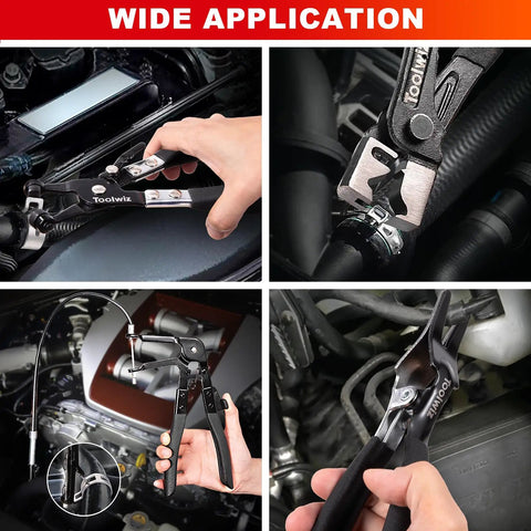 Four Piece Radiator Hose Clamp Pliers Set With Long Reach 27 Inch Wire Spring Flat Band Remover And Clic R Type Hand Tools in use