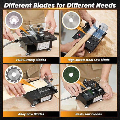Compact Mini Table Saw For Sharp Wood And Acrylic Cuts Portable Desktop Electric Craft Tool Quick Blade Swaps for PCB Boards and Alloy Blades
