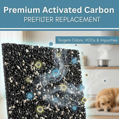 Activated Carbon Prefilter Replacement For Air Purifiers 10 X 46 And A Half Inches Odor And VOC Filter close-up view