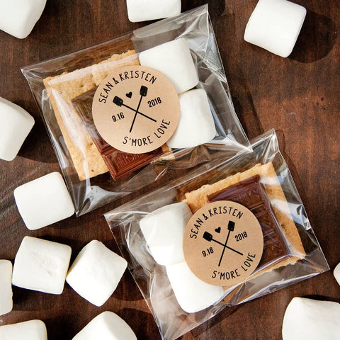 200 Pack Of Freakin Tough Clear Cellophane Cookie Bags Resealable Treat Sacks Heavy Duty Self Sealing Film For Fresh Bakery Goods And Sweet Party Wrapping with s'mores ingredients.
