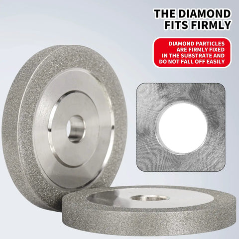 Built Solid Workhorse 3 Inch Flat Diamond Grinding Wheel Half Inch Bore Grit 150 close-up of diamond-coated surface for precision grinding.