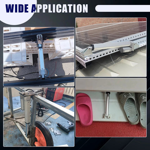 DC12V linear actuator with mounting bracket; silver aluminum body, 2-inch stroke, used for recliner and table lift.
