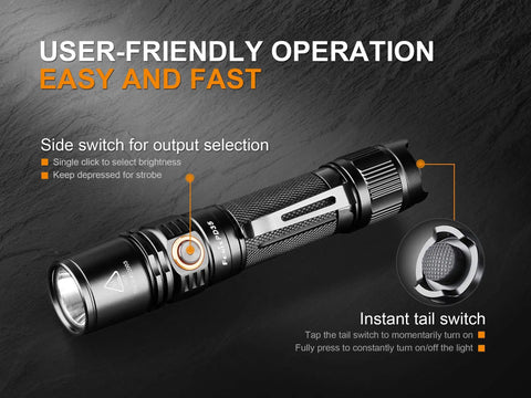 PD35 V2.0 Flashlight With Cree XP-L HI V3 LED Up To 1000 Lumens And 250 Meter Throw Tail Switch Tactical EDC Light display