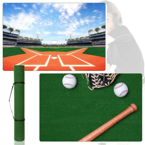 12 X 6 Ft Baseball Softball Batting Mat With Inlaid Home Plate And 5 mm Non Slip Backing, Ultra Dense Turf for batting drills