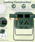 Dual Chamber 42 Gal Compost Tumbler With Sliding Doors 360 Degree Tumbling No Fuss Backyard Composting Metal Frame BPA Free Green