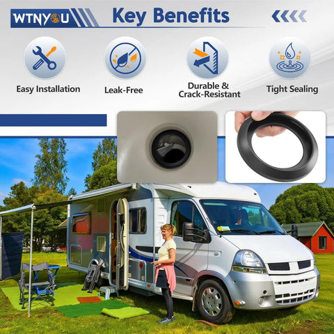 Waste Ball Seal Kit For Thetford Aqua Magic Style II Style Plus Style Lite And Residence RV Toilets shown near RV