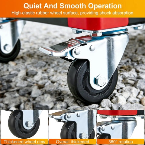 Heavy Duty 3 Tier Rolling Tool Cart Built Tough As Nails For Mechanics And Garage Shops Rock Solid Alloy Steel Frame With 1000 Lb Max Load Capacity Red Black wheel assembly with thickened rubber wheels for smooth operation