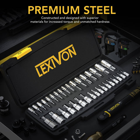 Master Torx Bit Socket Set 34 Piece Premium S2 Alloy Steel With Solid Star And Tamper Proof Bits in storage case