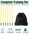 Soccer Agility Poles Set, 5 Ft Adjustable Speed And Agility Training Gear with carry bag and ground nails