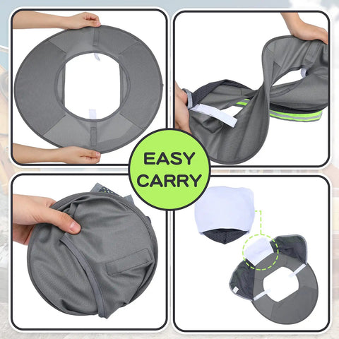 Two Piece Hard Hat Sun Shade With Full Brim Visor And Mesh Neck Gaiter High Visibility Reflective Bandana Face Scarf Grey
