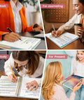 Spiral Notebook With Five Removable Dividers And Tabs, 8.5x11 Hardcover 280-Page Five Subject Journal For Women, College Ruled, in use for work, journaling, study, and as a gift, Sunset design.