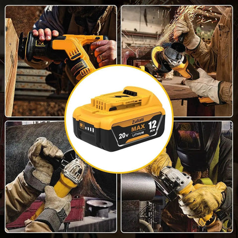 Two Pack 3600mAh 20V NiMH Battery And DC9310 Charger Kit For Dewalt 20V Tools in use with various power tools