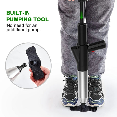 Person using Air Powered Toilet Clog Remover Kit With Four Replaceable Heads And Visual Barometer High Pressure Air Unclogger