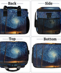 Dope Insulated Picnic Backpack With Lunch Box For Women And Men, spacious design with starry night pattern, shown in four angles.